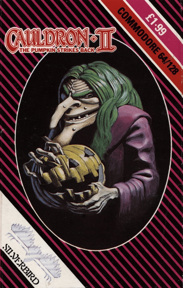 Cauldron II the Pumpkin Strikes Back box art for Commodore 64